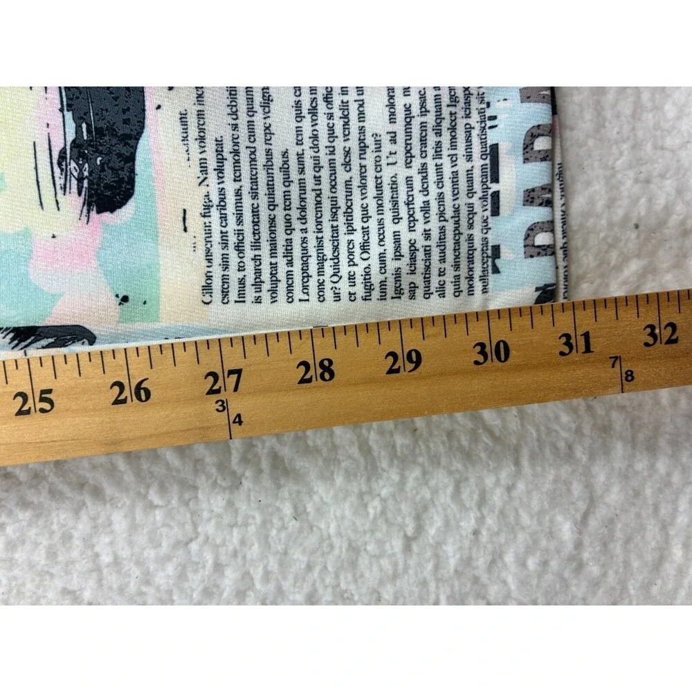 Princess Polly Chino Pants Womens 12 White Newspaper Print Paradise Streetwear